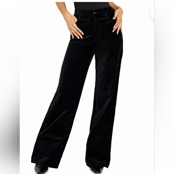 Good American Pants - Good American Women’s High-Rise Velvet Wide-Leg Pants